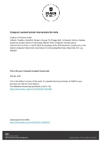 Computer Assisted Autism Interventions for India