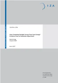 Does Extending Daylight Saving Time Save Energy? Evidence from an Australian Experiment