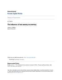The Influence of Test Anxiety on Memory