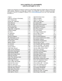 2020 Chapter City Assignments (Updated September 24, 2019)