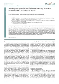 Chec List Heterogeneity of the Woody Flora of Swamp Forests In