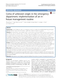 Coma of Unknown Origin in the Emergency Department