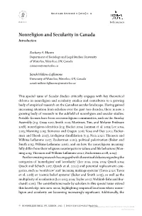 Nonreligion and Secularity in Canada Introduction