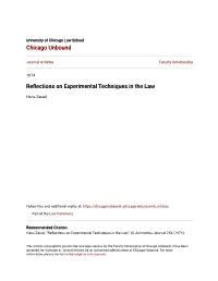 Reflections on Experimental Techniques in the Law*