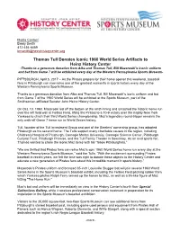 Thomas Tull Donates Iconic 1960 World Series Artifacts to Heinz