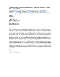 1-Effects of COVID-19 Lockdown on Lifestyle Behaviors in Children With