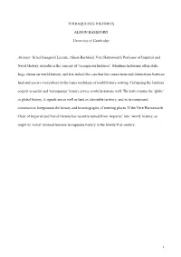 1 TERRAQUEOUS HISTORIES ALISON BASHFORD University Of