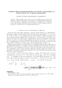 A Finite Field Hypergeometric Function Associated to Eigenvalues of a Siegel Eigenform