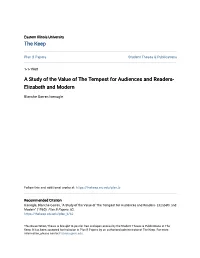 A Study of the Value of the Tempest for Audiences and Readers- Elizabeth and Modern