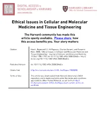 Ethical Issues in Cellular and Molecular Medicine and Tissue Engineering