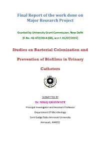 Final Report of the Work Done on Major Research Project