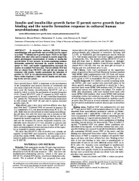 Insulin and Insulin-Like Growth Factor II Permit Nerve Growth Factor Binding