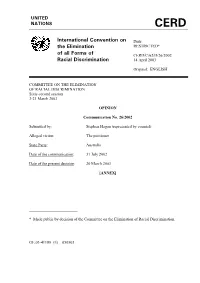 International Convention on the Elimination of All Forms of Racial Discrimination