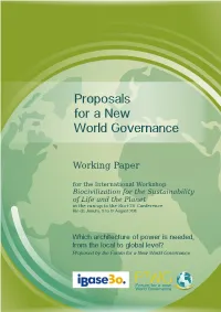 Proposals for a New World Governance
