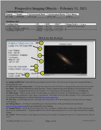 Prospective Imaging Objects – February 11, 2021
