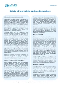 Safety of Journalists and Media Workers