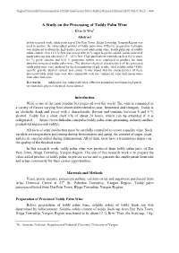 A Study on the Processing of Toddy Palm Wine