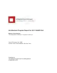 Architecture Program Report for 2011 NAAB Visit