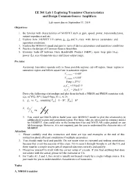 EE 501 Lab 1 Exploring Transistor Characteristics and Design Common-Source Amplifiers