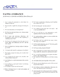 FACING AVOIDANCE an Inventory of Attitudes and Beliefs About Doing Art