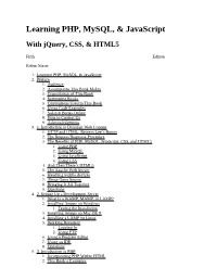 Learning PHP, Mysql & Javascript, 5Th Edition