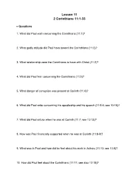 Lesson 11 2 Corinthians 11:1-33