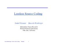 Lossless Source Coding
