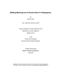 Making Meaning out of Social Harm in Videogames