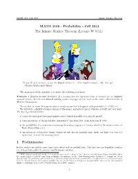 Probability - Fall 2013 the Inﬁnite Monkey Theorem (Lecture W 9/11)