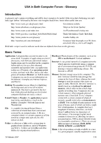 U3A in Bath Computer Forum - Glossary