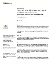 Automatic Adventitious Respiratory Sound Analysis: a Systematic Review
