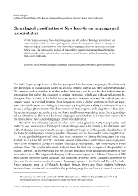 Genealogical Classification of New Indo-Aryan Languages and Lexicostatistics