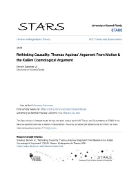 Thomas Aquinas' Argument from Motion & the Kalām Cosmological
