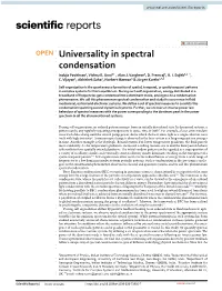 Universality in Spectral Condensation Induja Pavithran1, Vishnu R