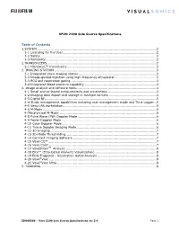 VEVO 2100 Sole Source Specifications Table of Contents 1