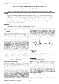 Water Absorption in Carboxymethyl Cellulose