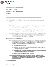 Code of Colorado Regulations