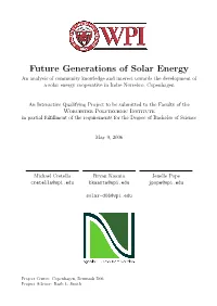 Future Generations of Solar Energy an Analysis of Community Knowledge and Interest Towards the Development of a Solar Energy Cooperative in Indre Nørrebro, Copenhagen