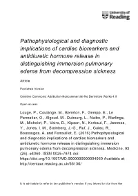 Pathophysiological and Diagnostic Implications of Cardiac Biomarkers