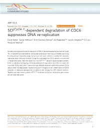 Scfcyclin F-Dependent Degradation of CDC6 Suppresses DNA Re-Replication
