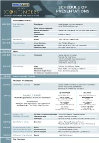 Schedule of Presentations
