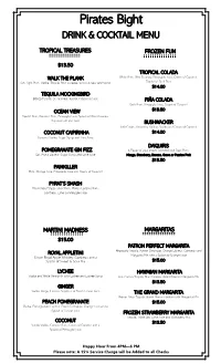 Drink & Cocktail Menu / Wine List