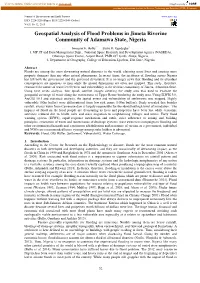Geospatial Analysis of Flood Problems in Jimeta Riverine Community of Adamawa State, Nigeria