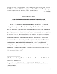 This Is the Pre-Proof, Accepted Version of an Article That Is Expected to Come out in the Journal of British Studies in October 2018
