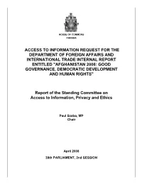 Access to Information Request for the Department of Foreign Affairs and International Trade Internal Report Entitled