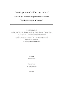 CAN Gateway in the Implementation of Vehicle Speed Control