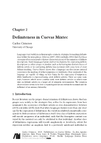 Definiteness in Cuevas Mixtec Carlos Cisneros University of Chicago