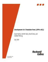 Development of a Translator from LLVM to ACL2