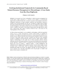 Evolving Institutional Framework for Community-Based Natural Resource Management in Mozambique: a Case Study from the Choa Highlands