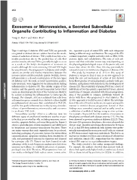 Exosomes Or Microvesicles, a Secreted Subcellular Organelle Contributing to Inﬂammation and Diabetes